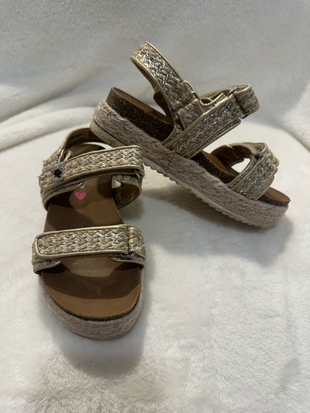 Kids Steve Madden Metallic Woven Platform Sandals - Gold